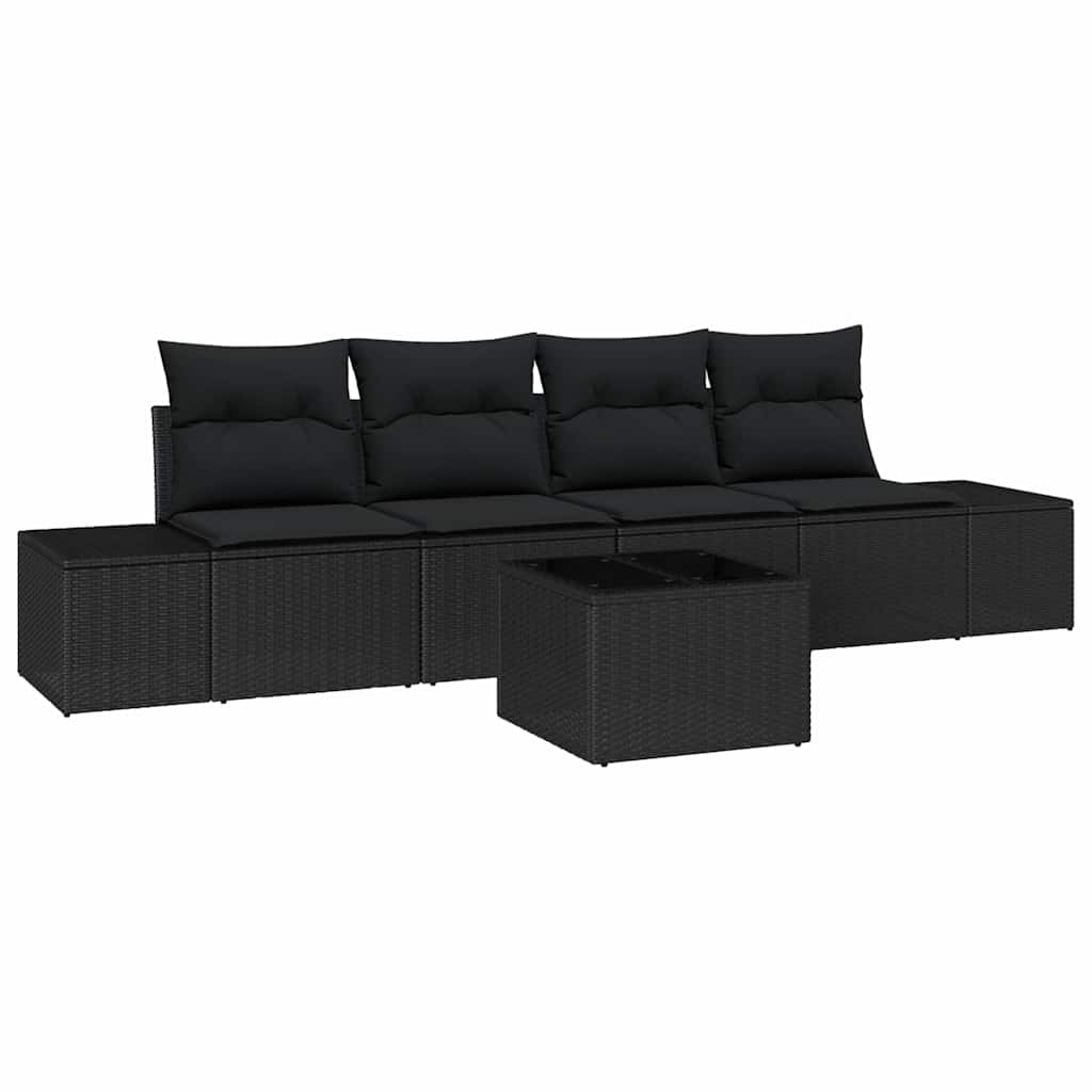 Garten-Sofa-Set mit Kissen 5 pcs Schwarz 55 x 55 x 37 cm